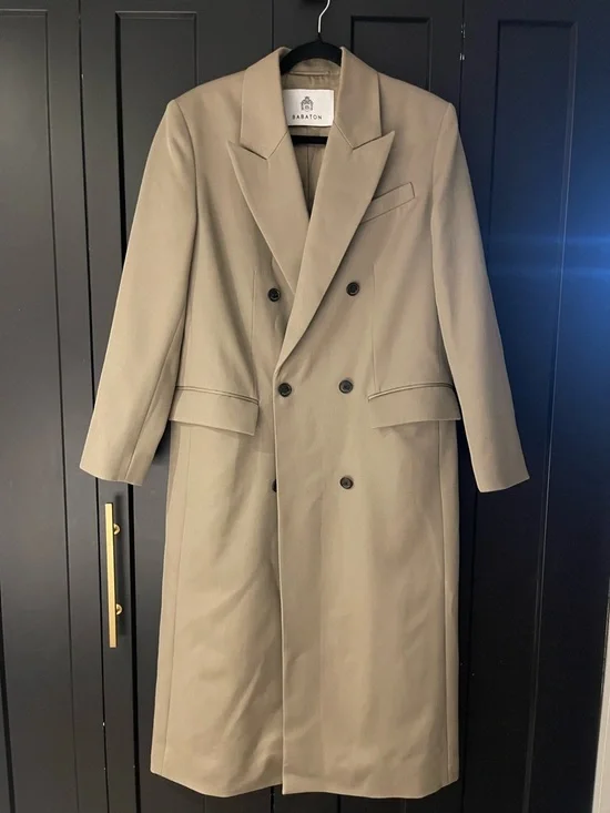 Aritzia Long Double-Breasted Tan Stature Trench Coat (Size S) - Picture 5 of 5